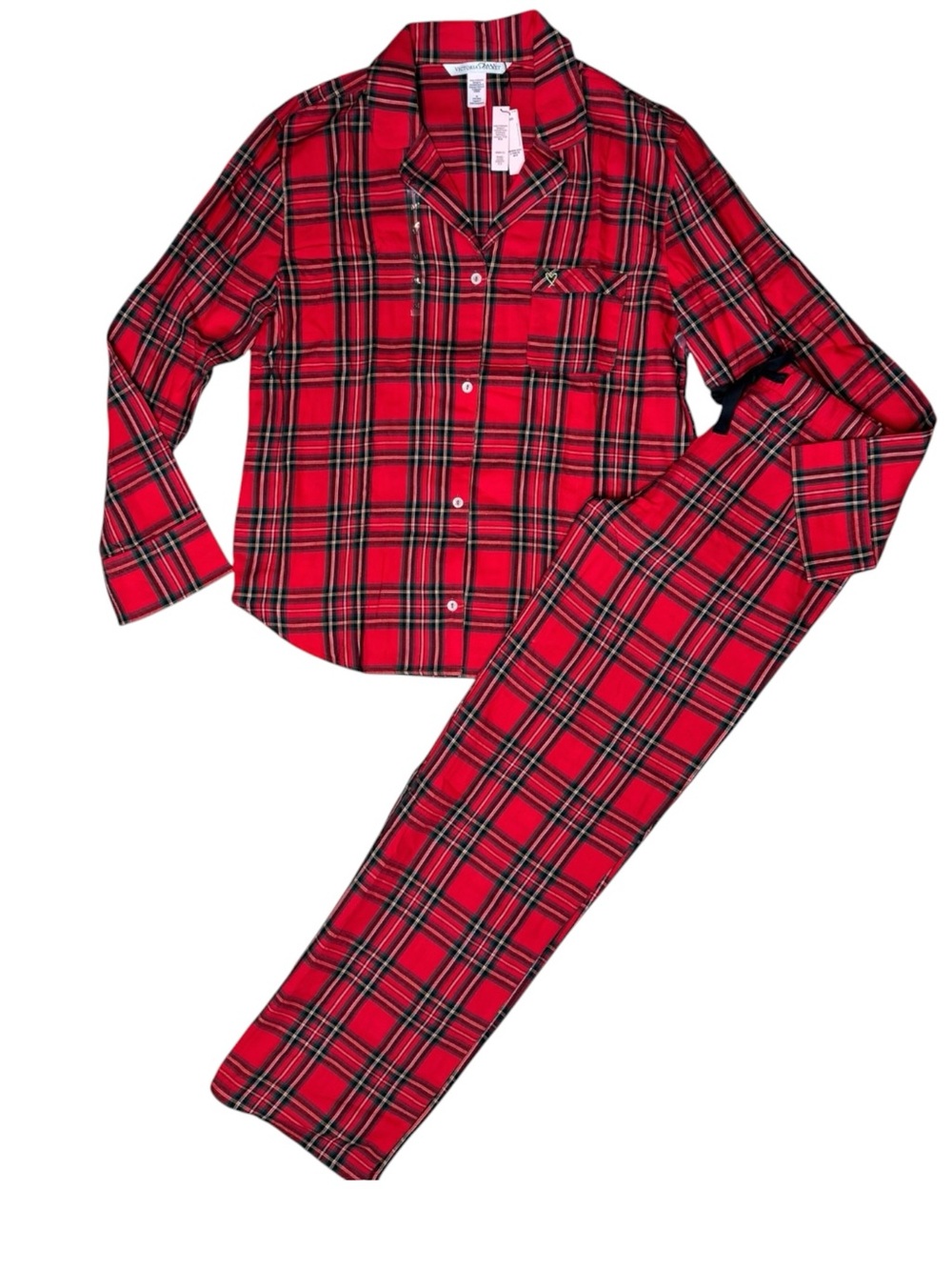 Victoria’s Secret 2-pc Red Plaid Pajama Set M Full-length Holidays Christmas NWT